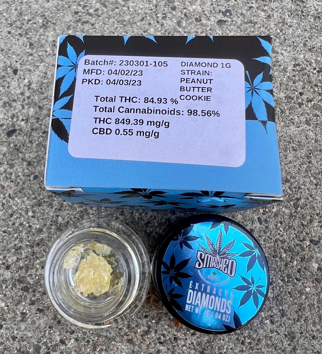 Smashed - Diamonds - Peanut Butter Cookies - Indica 1g - Thin Air Nursery