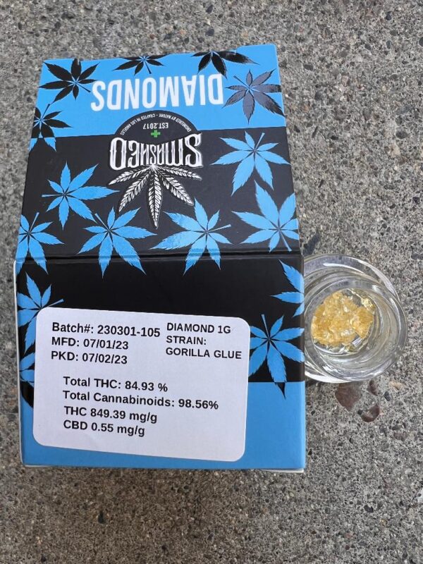 Smashed - Diamonds - Gorilla Glue - 1gram - Hybrid