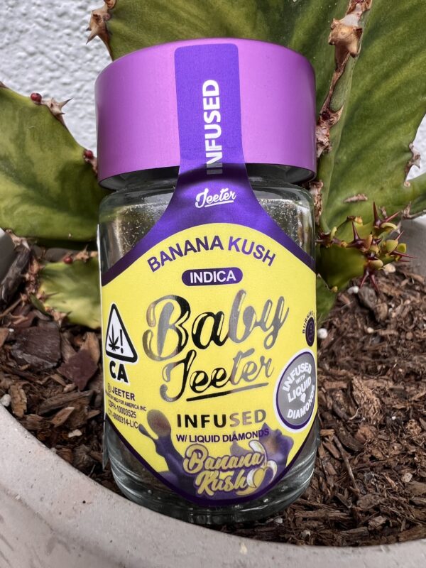 Baby Jeeter - Banana Kush - Indica - 5Baby Prerolls - Infused Liquid Diamonds/kief