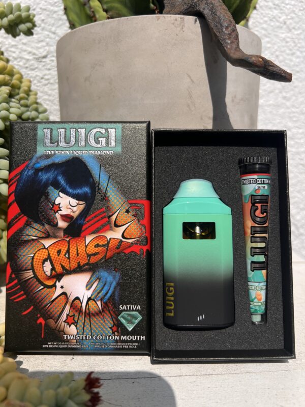 LUIGI  - Disposable -Twisted Cotton Mouth  - Sativa -  (Live Resin Liquid Diamonds) 2G+Pre-Roll