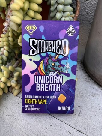 Smashed - Eighth Vape - Liquid Diamonds Live Resin - Unicorn Breath  - Indica -  3.5G