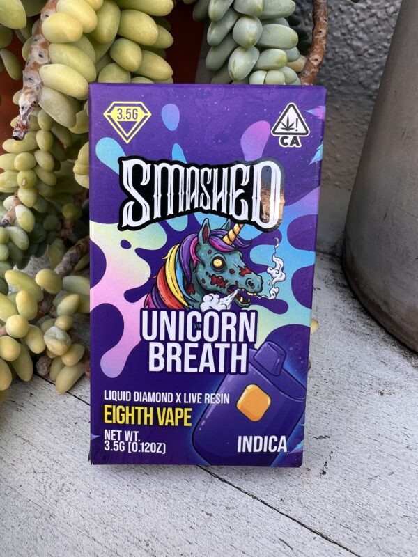 Smashed - Eighth Vape - Liquid Diamonds Live Resin - Unicorn Breath  - Indica -  3.5G